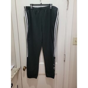 Adidas Sweatpants Mens Sz 2XL Black Fleece Lined Three Stripes Elastic Waist